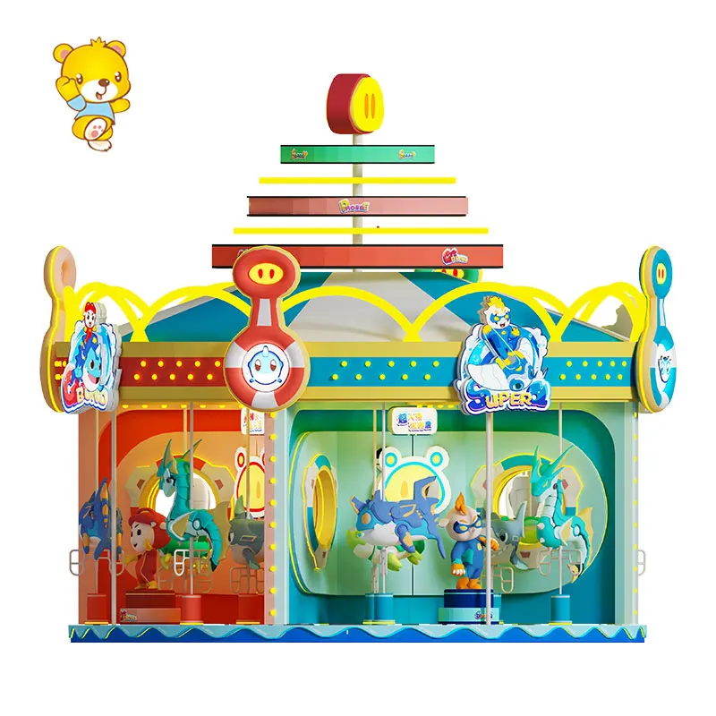Classic Merry Go Round with GG Bond Characters for Fun Experiences in Family Amusement Centers