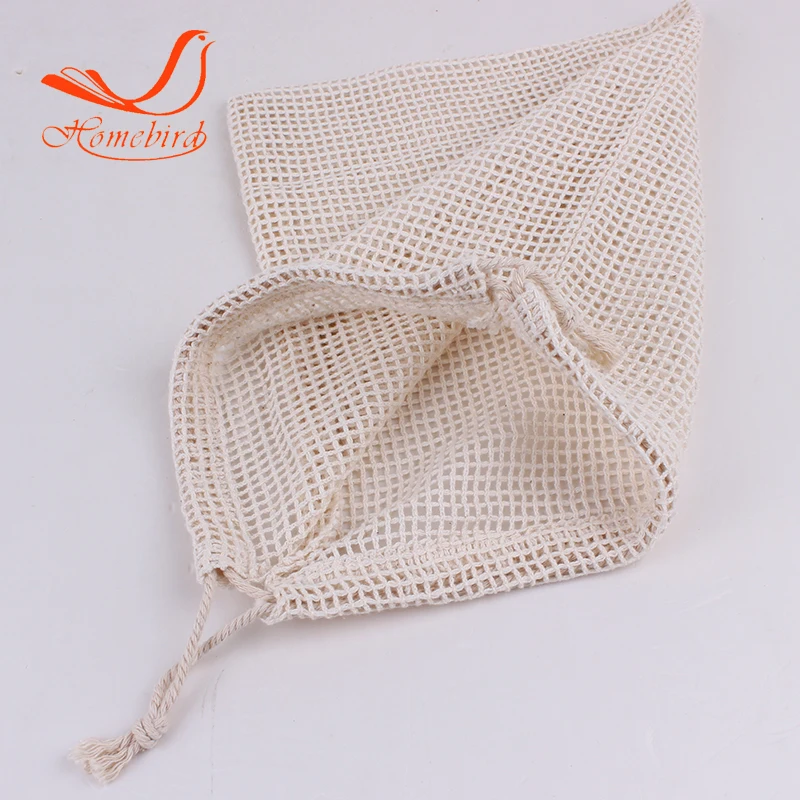 Hw0024 BSCI factory reusable eco friendly organic cotton drawstring mesh bag