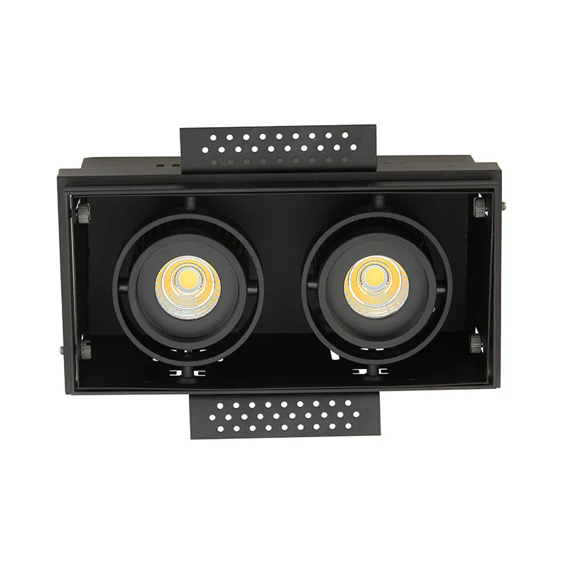 hotel lighting adjustable angle grille 2 HEADS 30w 	 trimless recessed down light for hotel downlights