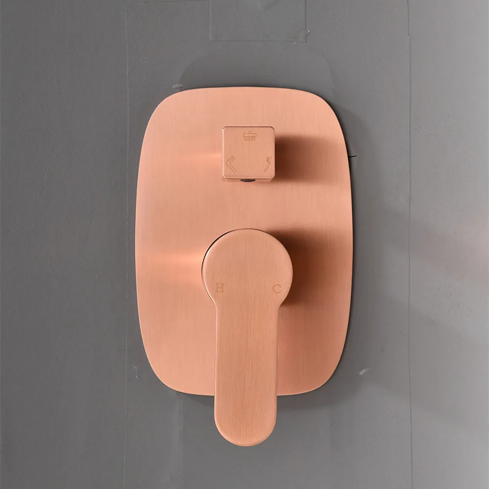 Wall Mount Brass Brushed Rose Gold Faucet Bathroom Shower Set