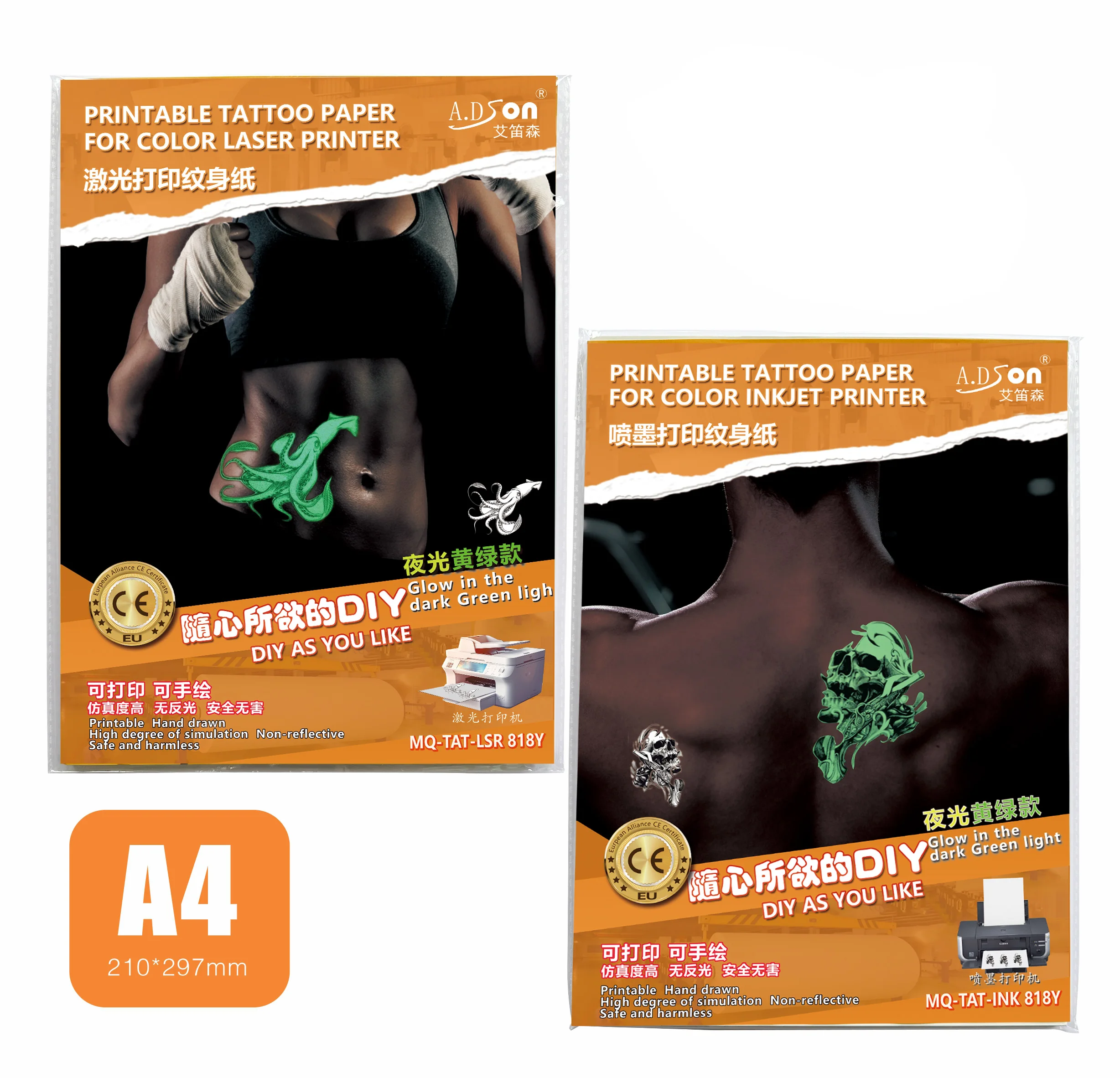 2024 Hot Selling Custom Luminous Arm Art Tattoo Temporary Lovely Body Tattoos Sticker Paper