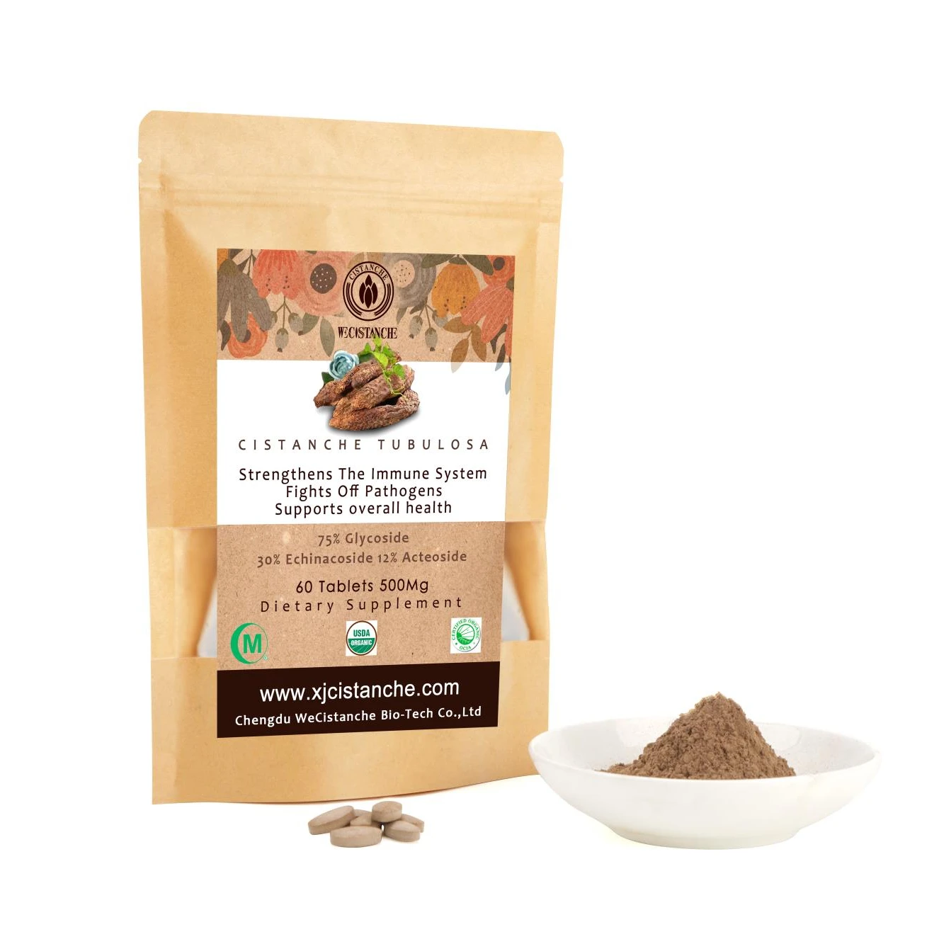 Improve Immunity Cistanche Tubulosa Extract Tablets 30% Echinacoside 12% Acteoside Cistanche Extract