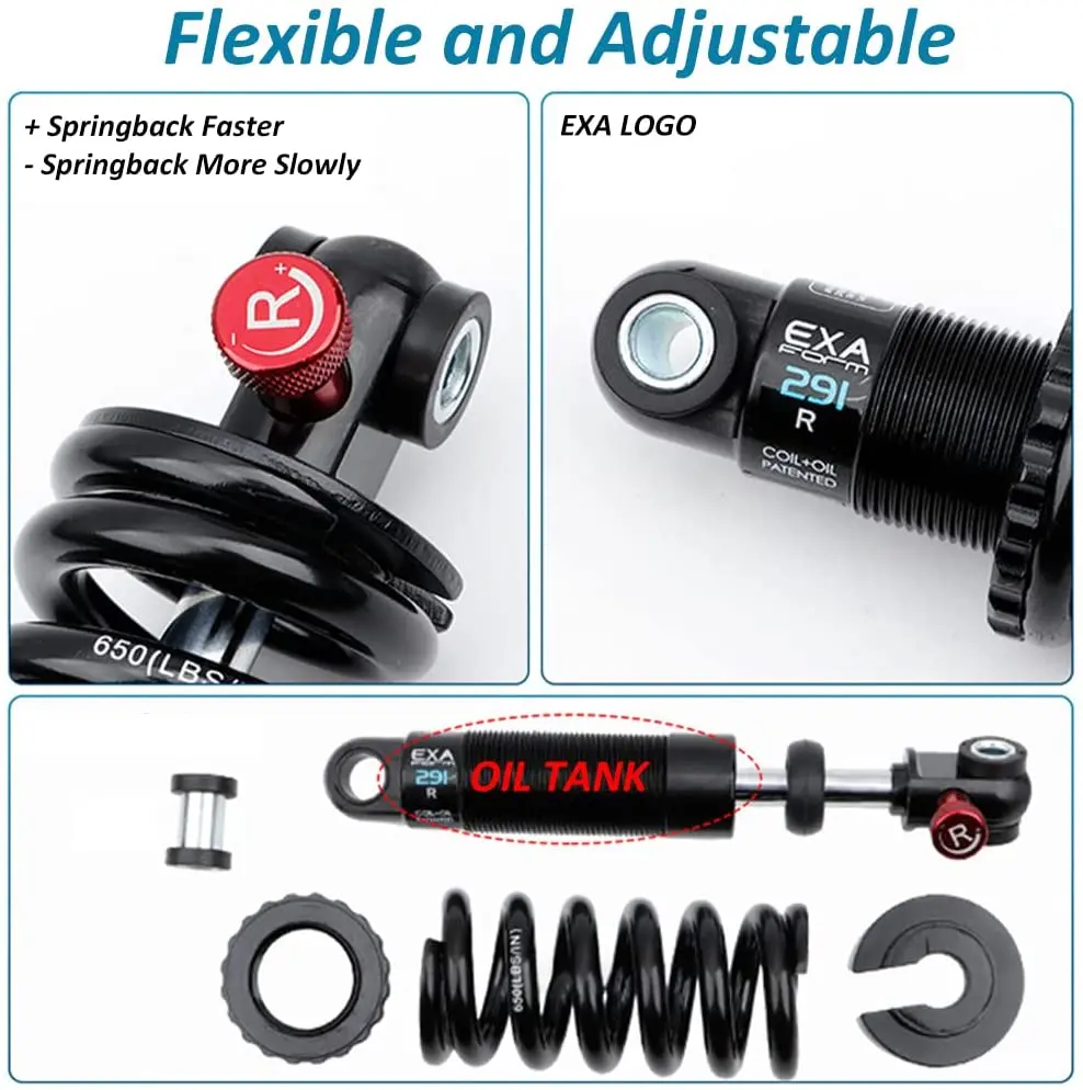 EXA Form 291R Spring Suspension Motorcycle Electric Bike Scooter 125 1000 1250 1500 1800 2000lbs Bicycle Rear Shock Absorber