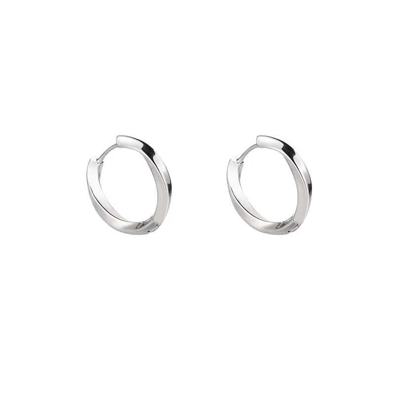 925 Sterling Silver Needle Mobius Ear Clips and Earrings, New Trendy Circle Ear Hoops, Plain Circle Stud Earrings