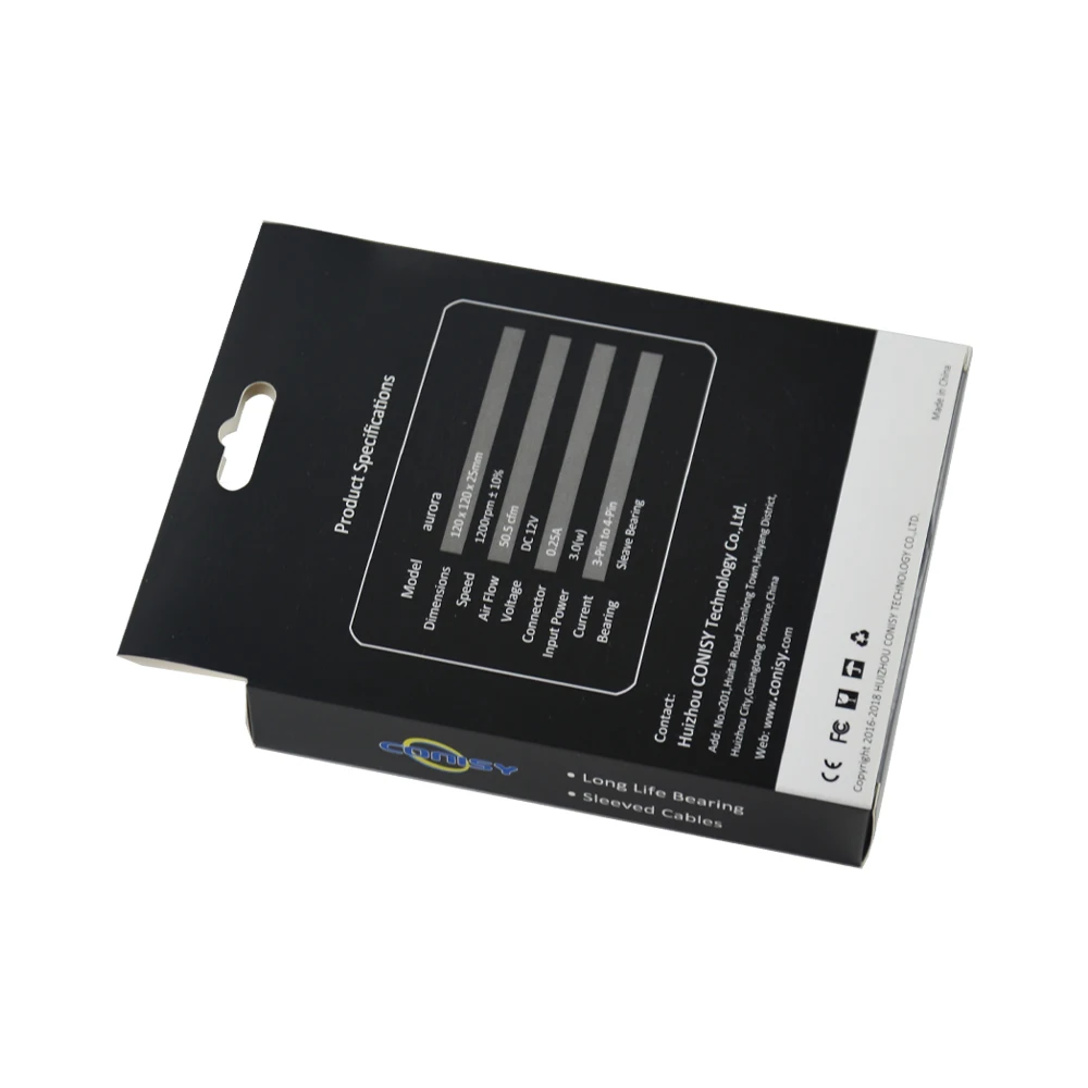 Custom Printing Card Paper Clear PET Window PC Case Airflow Cooling Fan Packaging Hanger Box with Blister Tray