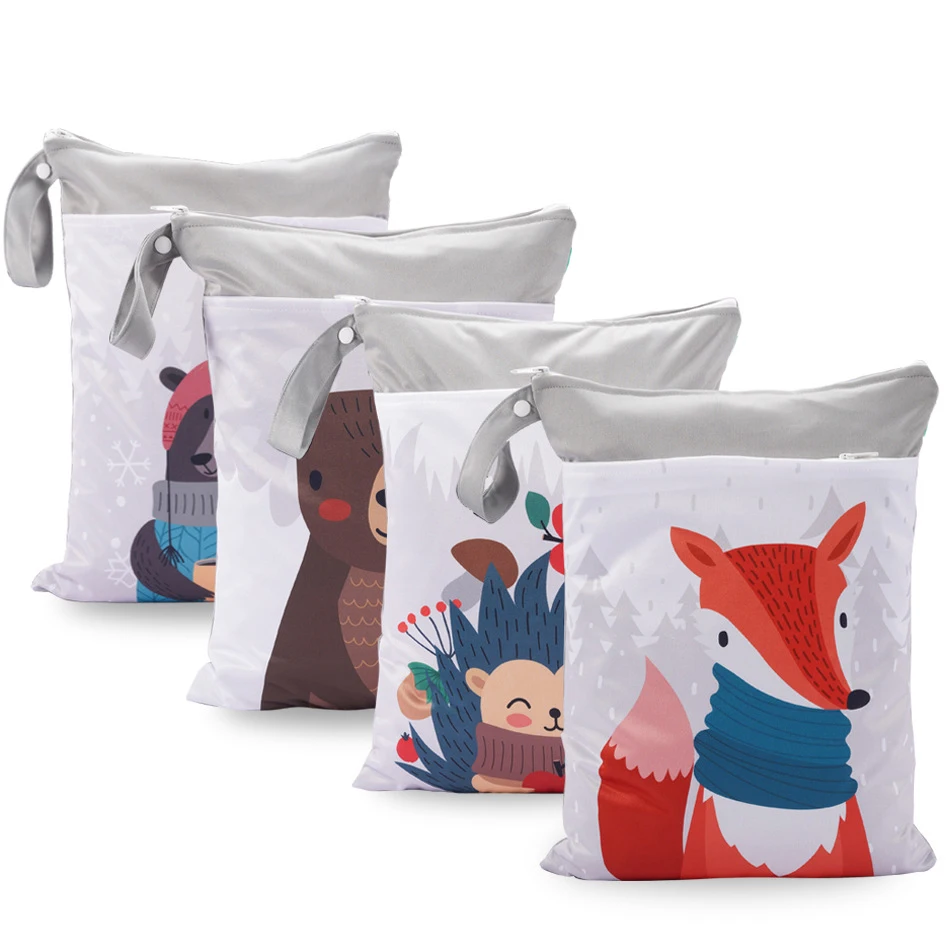  30x40cm waterproof placement print wet bag special positional diaper nappy with two contrasty