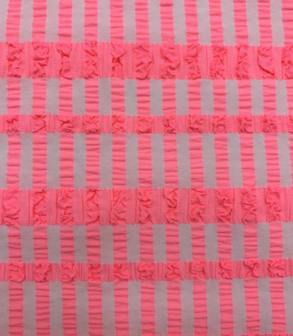 Hot selling customized color 4 way stretch woven Jacquard seersucker swimwear fabric