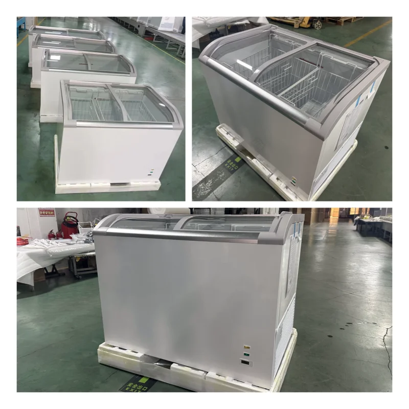 Kenkuhl  supermarket curved glass top glato  ice cream chest freezer commercial display