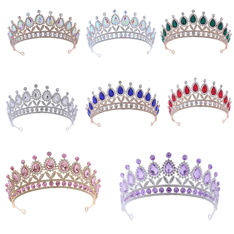 Cross-border Bridal Crown Light Luxury European Style Wedding Dress Headwear Birthday Show Wedding Dress All-match Crystal Crown