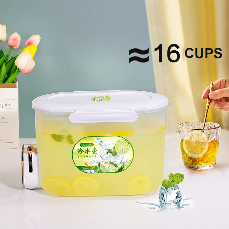 Baolong Factory Refrigerator Ice water Beverage Dispenser Cold Water Kettle with Faucet Large Capacity Plastic Beverage Pot