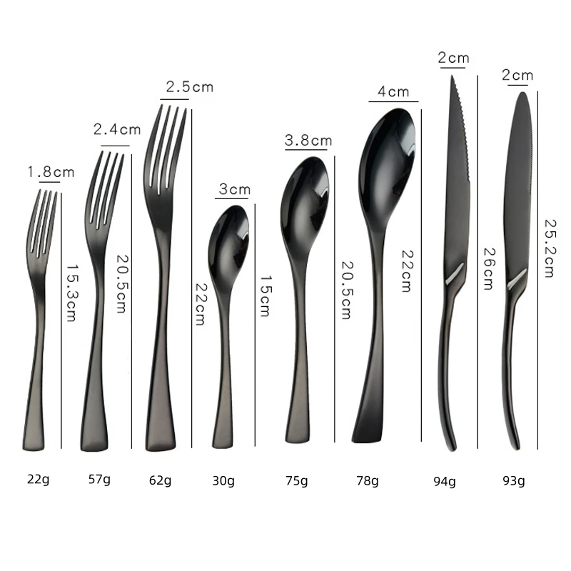 Luxury Mirror Knife Fork Spoon Kaya Black Stainless Steel Cutlery Set For Restaurant