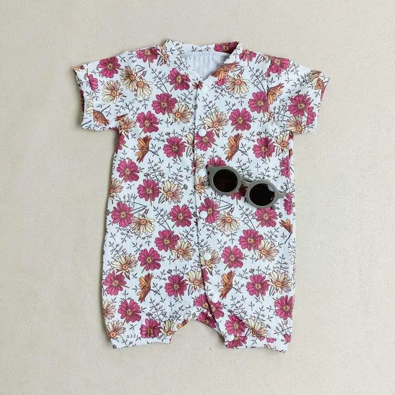 CHEER Newborn Baby Short Sleeve Bodysuit Bamboo Baby Romper Printing  Cotton Bamboo Wears Romper