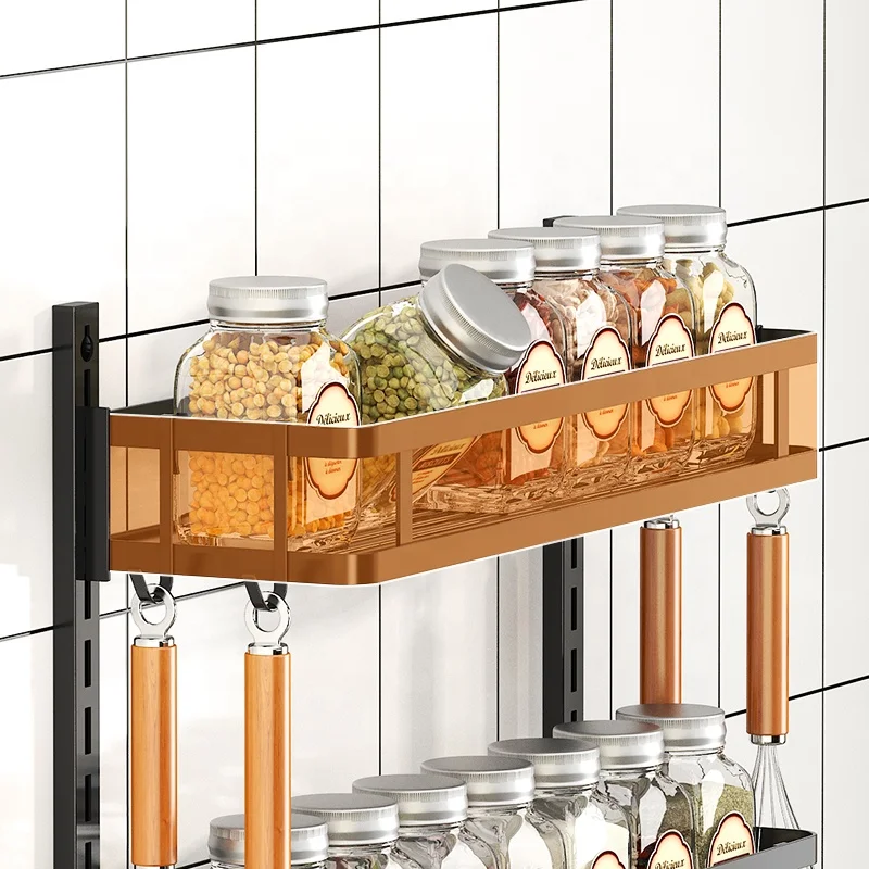 Wall Mount Spice Rack Organizer  1/2/3/4/5 Tier Height-Adjustable Hanging Spice Shelf Storage for Kitchen Pantry Cabinet Door Se