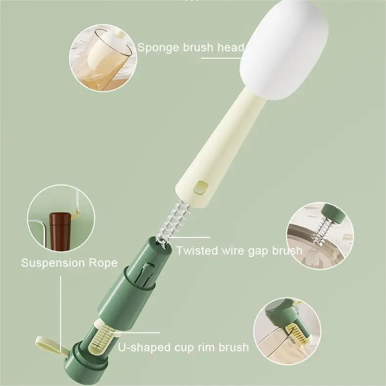 Microphone shaped cup brush multi functional sponge cleaning brush lid cleaning brush