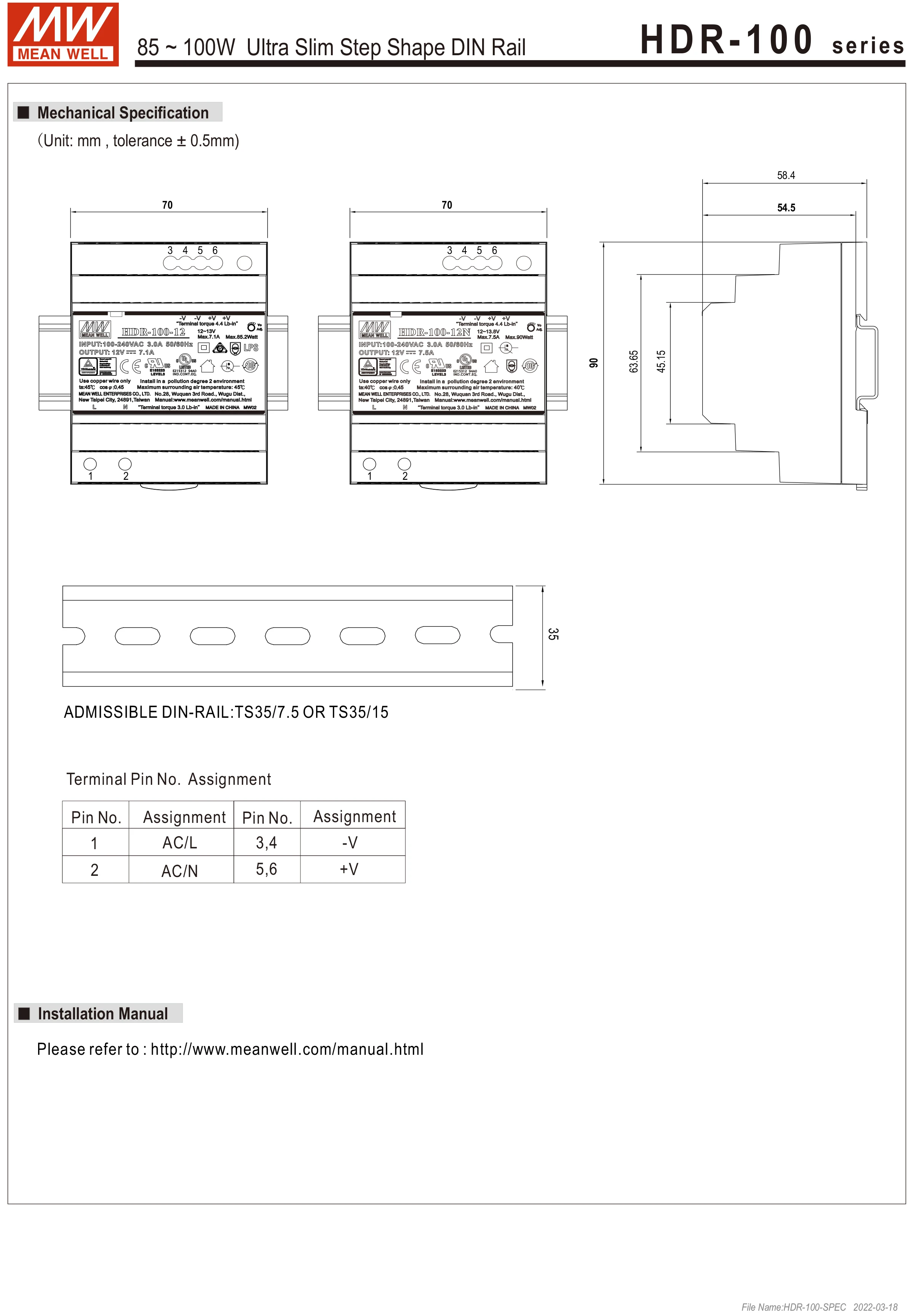MeanWell HDR-100-spec-4