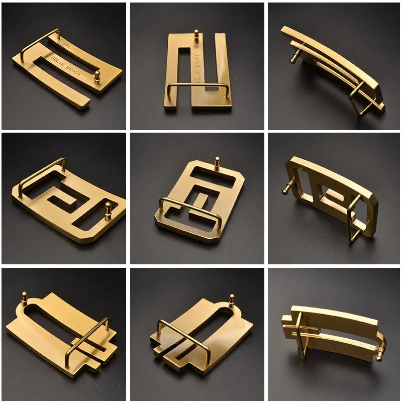 Factory Customized Multiple Style High Quality Letter Pure Brass Plain Buckle for Men Casual Jeans Pants