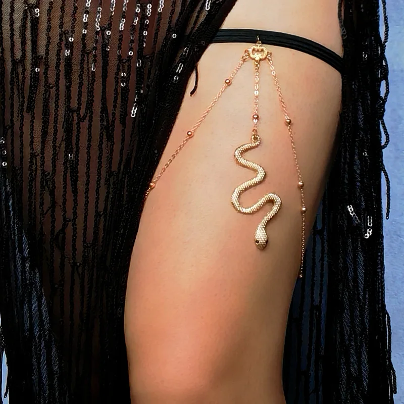 Hot selling Leg Chains Sexy Women Personality Snake Pendant Thigh Chain