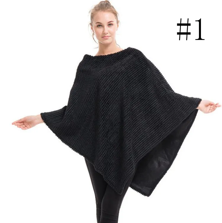 Fashion faux fur furry beach coat stripes winter poncho for women