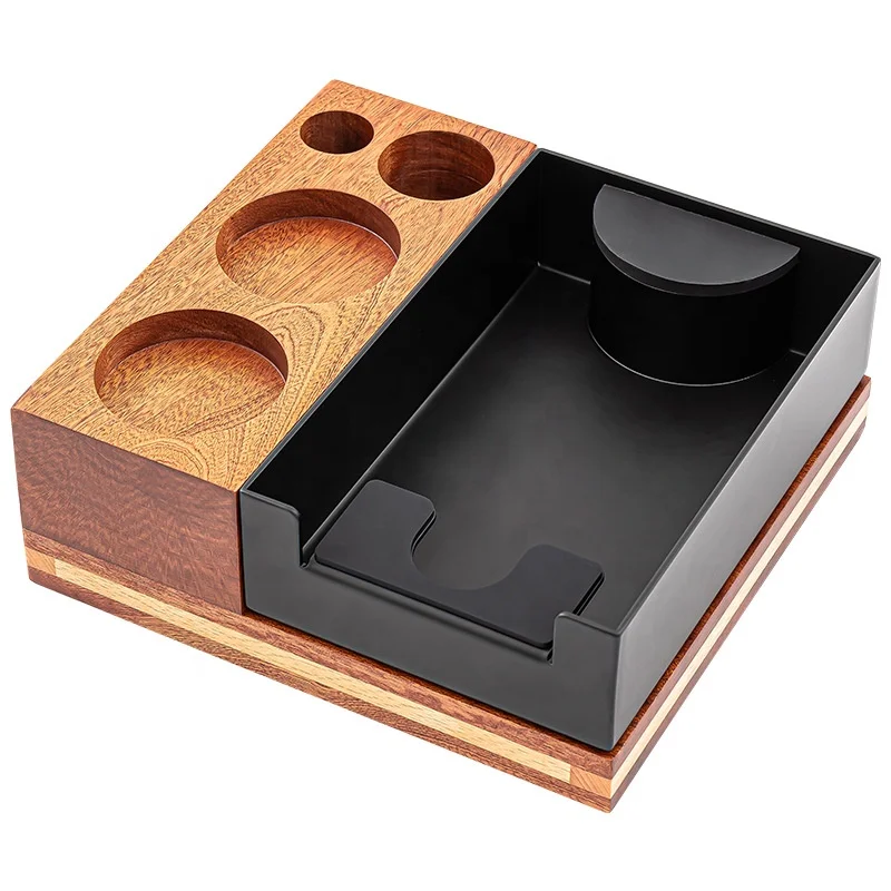 Arriart Espresso Accessories Tamper And Portafilter Holder Barista Tool Espresso Coffee Wooden Coffee Tamper Station Holder