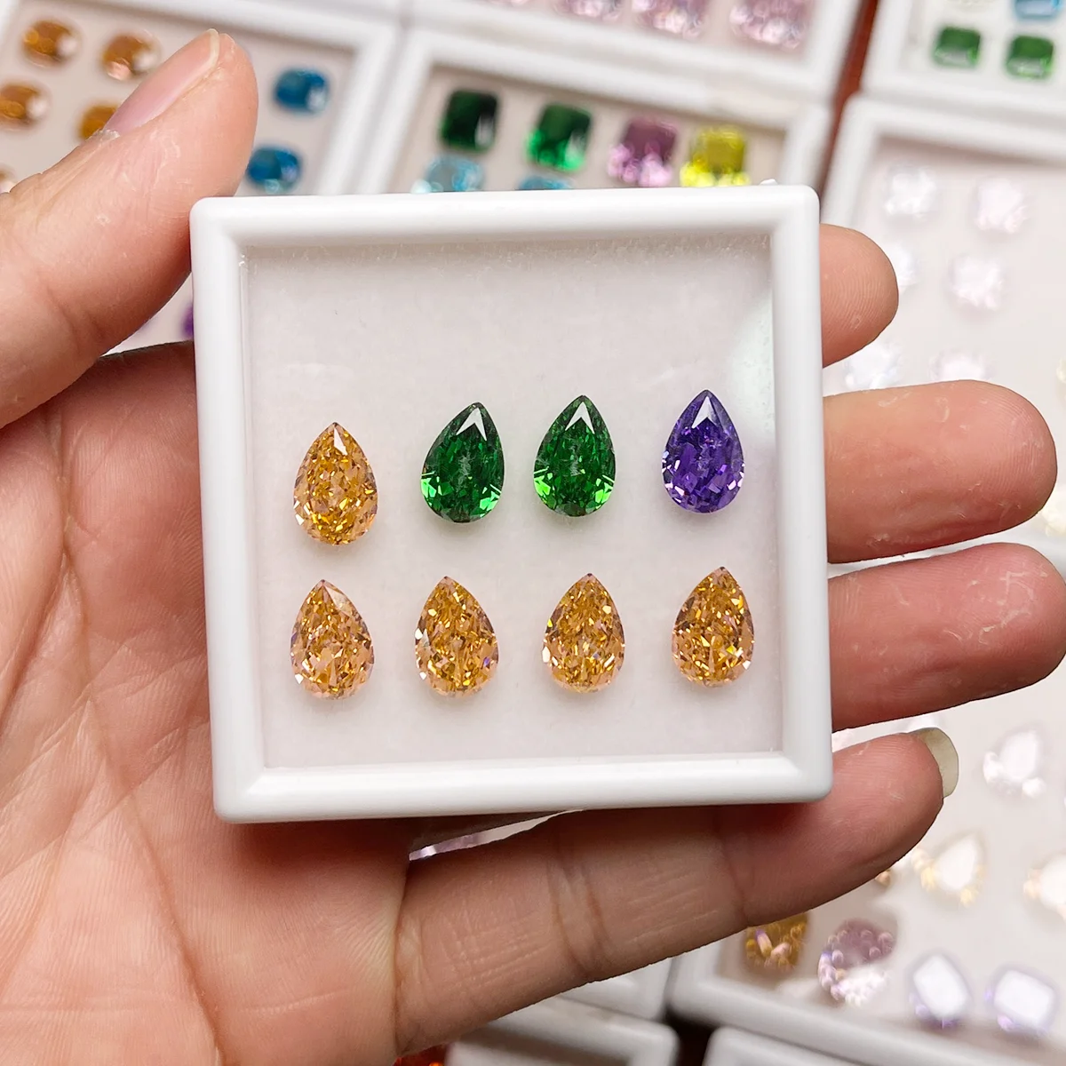 Pear Cut Synthetic Cubic Zirconia 8A High Quality Fancy Shape CZ Gemstone For Jewelry Crushed Ice Cut