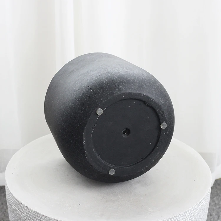 Modern black home decor living room large ceramic cement planter indoor concrete flower pot with drainage hole