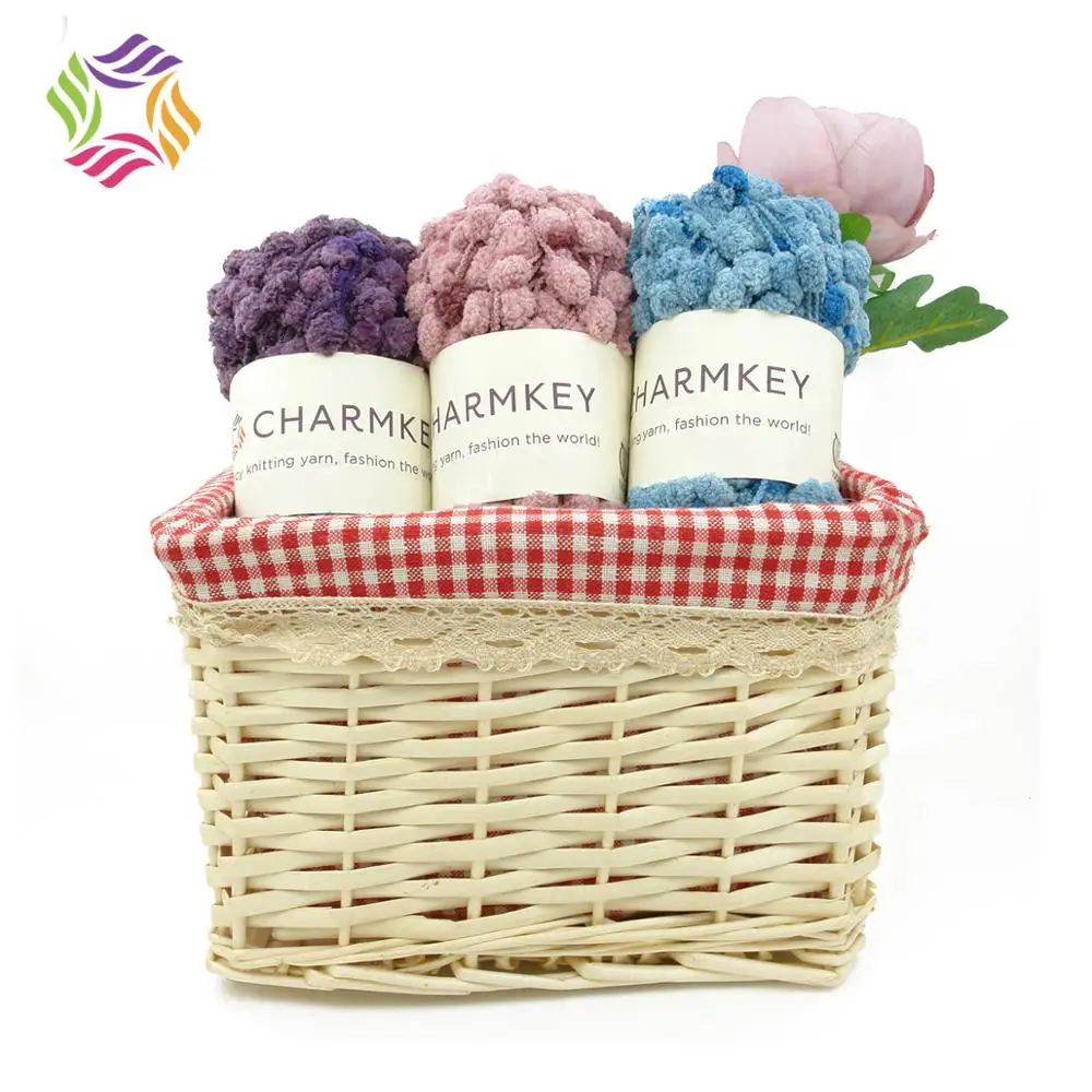 
Polyester pompon yarn is a popular baby yarn for crocheting blanket 