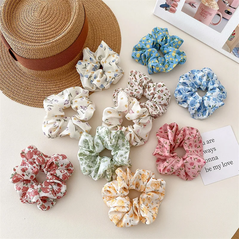 LRTOU Custom Fashion Hair Accessories Summer Women Ponytail Elastic Hair Tie Hair Accessories Fashion Flower Scrunchie