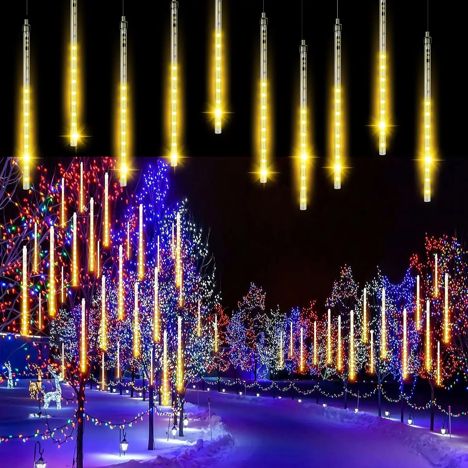trees solar meteor shower hot sales led outdoor solar string lights decoration fairy lights outdoor waterproof light string