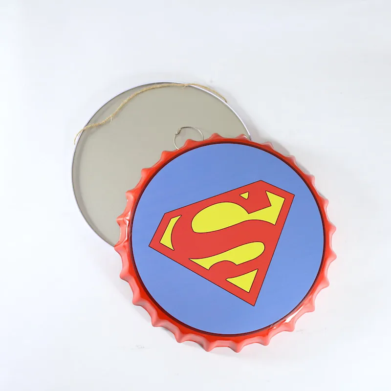 Many Stock Design Diameter 35cm 45cm Round Metal Bottle Cap Sign Tin Plaque Custom Printing Decoration Wall Art Metal Beet Sign