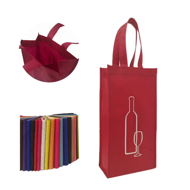 Promotional  Reusable Nonwoven Wine Bag 4 bottle 6 Bottle Non Woven Fabric Wine Bag Wine Bottle Bag With Handle