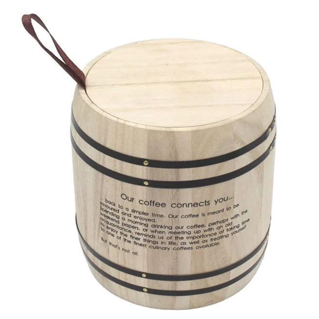 Wood Barrel Crafts Decorative Storage Coffee Bean Boxes Wholesale