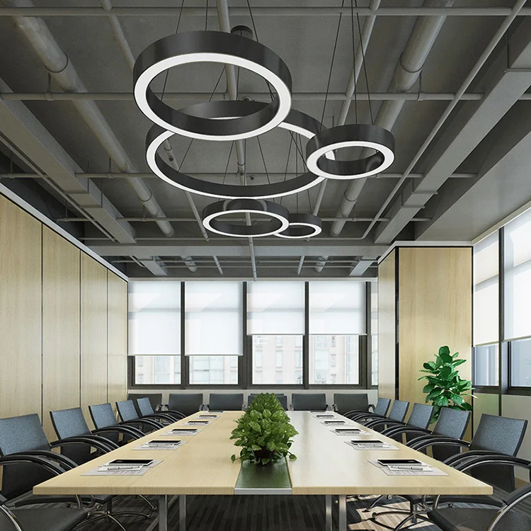 100W Circular Pendant LED Ring Light round Aluminum Profile Extrusion LED Crval D1200mm White Emitting for Office Lightings