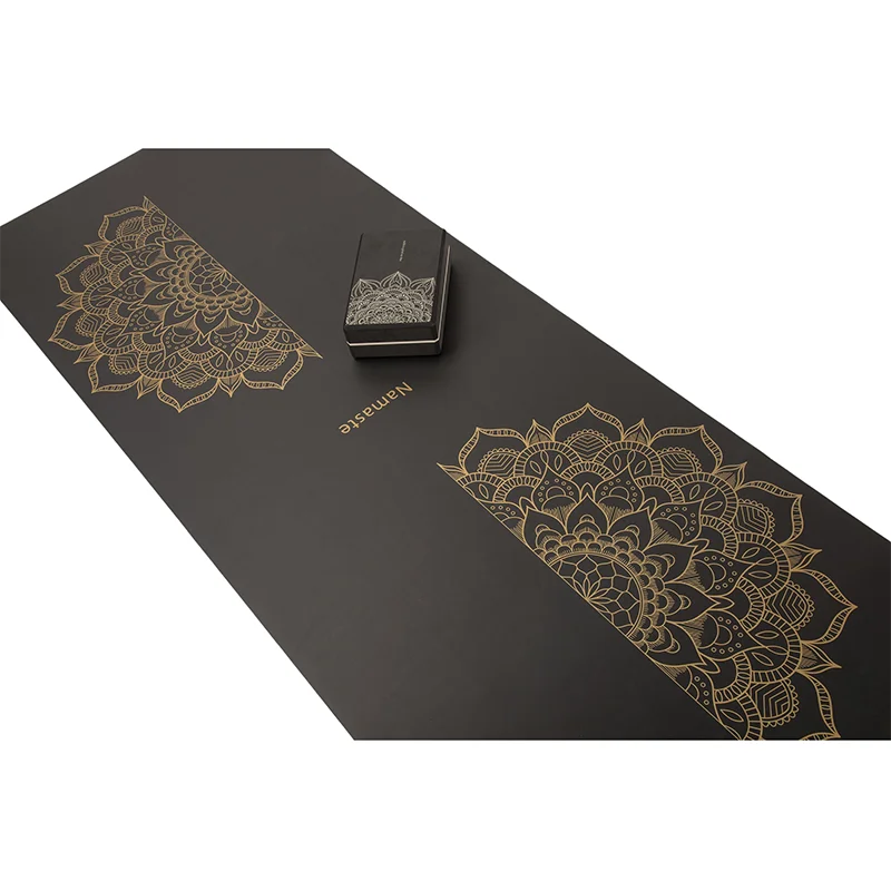 2025 New Non Slip Large Eco-friendly EVA Block Durable Polyester UV Printed Custom Golden Black PU Natural Rubber Yoga Mat
