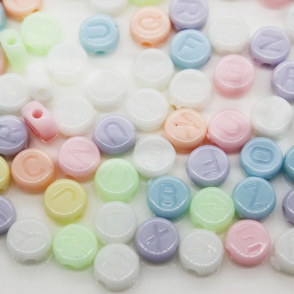 2018 дешевые 3*7 мм акриловые пастельные плоские круглые буквы алфавита бусины для изготовления ювелирных изделий браслетов