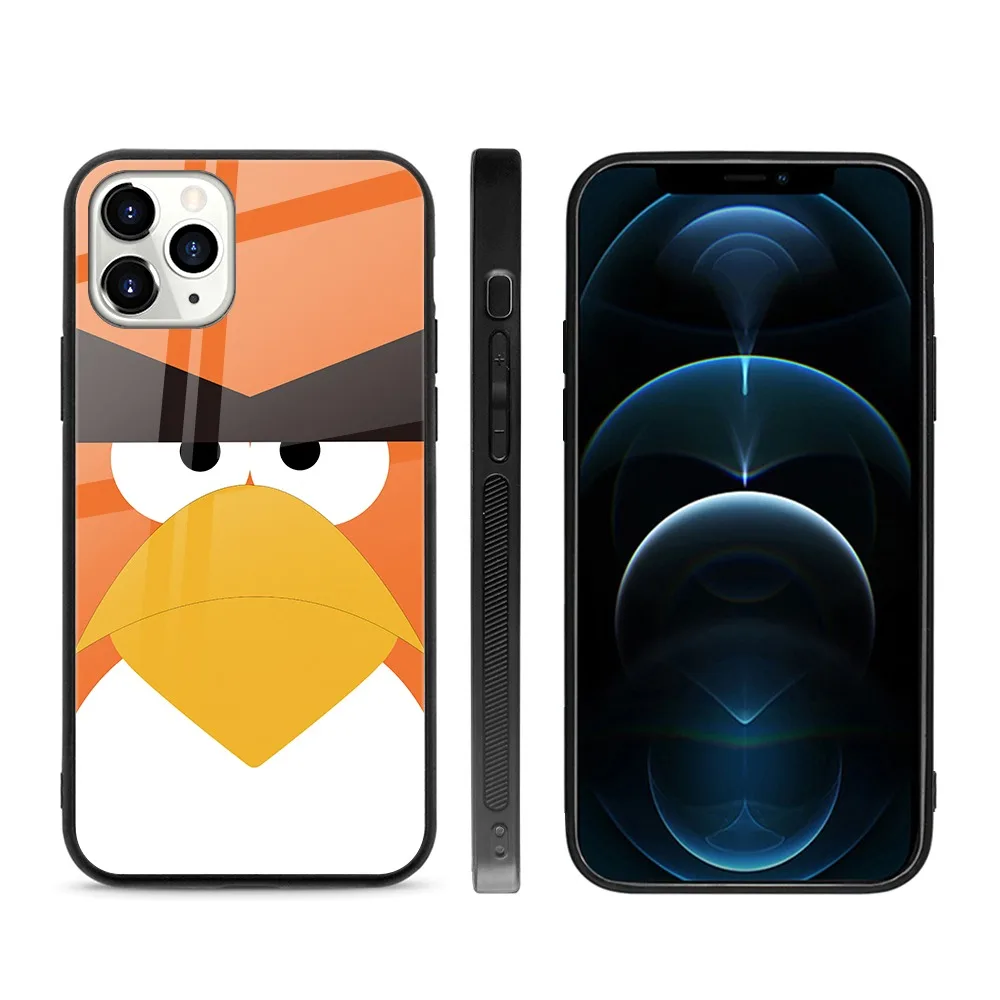 Game Cute Cartoon Birds Designer Mobile Cover sublimation Glossy Tempered Glass Phone Cases for iPhone 13 12 11 Pro Max