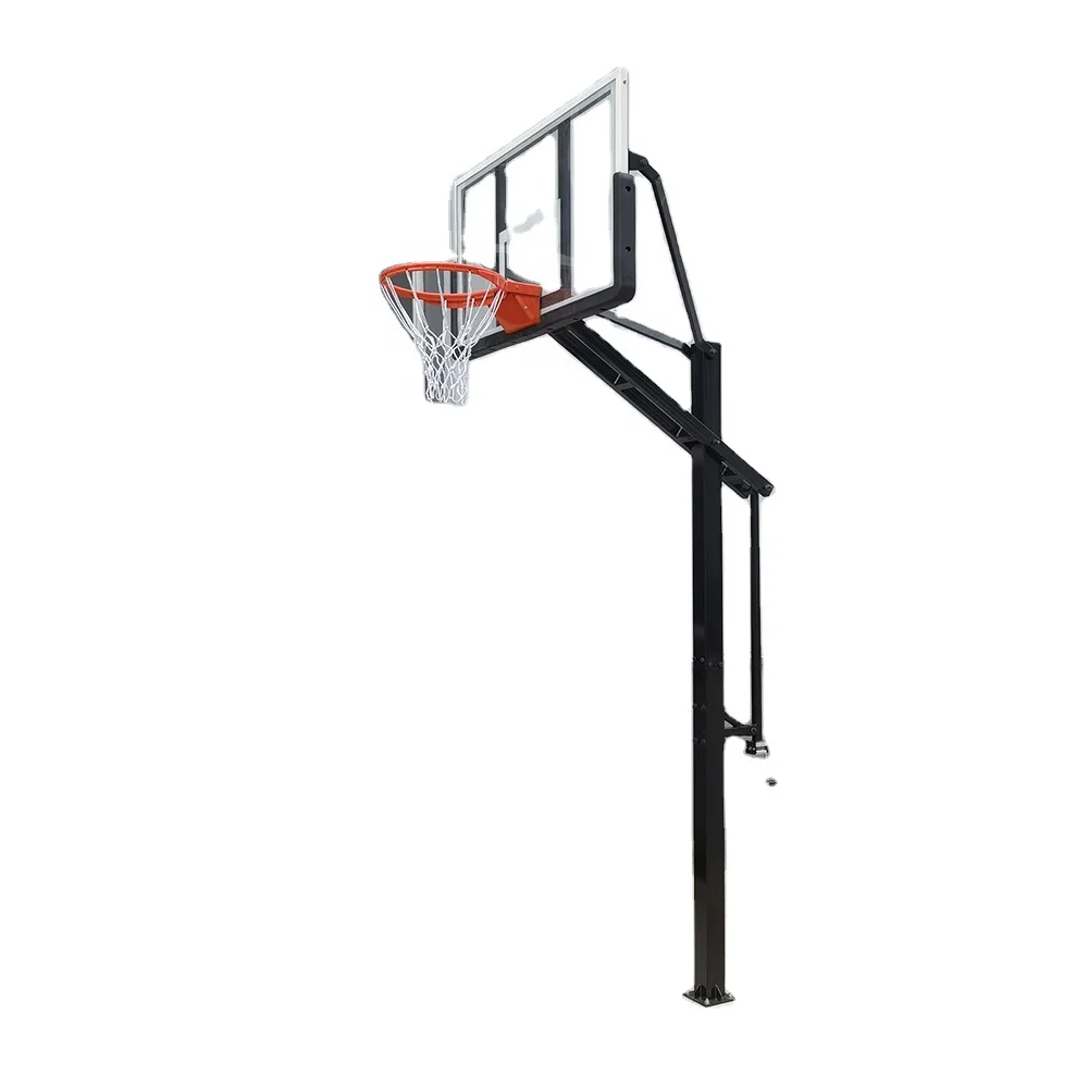In-Ground Height Adjustable Basketball Hoop Stand with 60 Inch Backboard