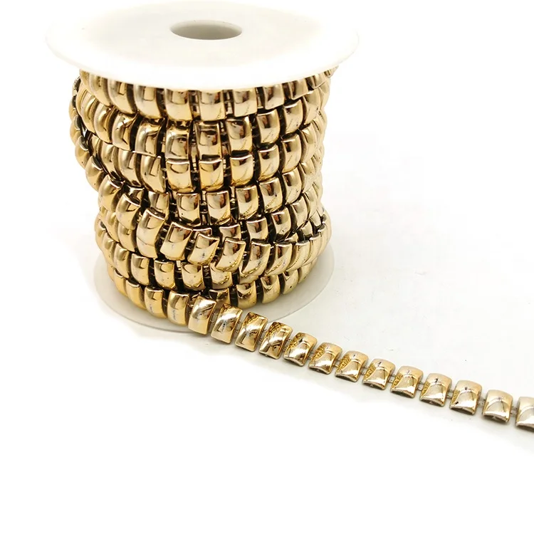 wholesale rose gold Steamed bun shape plastic rhinestone acrylic cup chain roll polypropylene trimming for garment decor