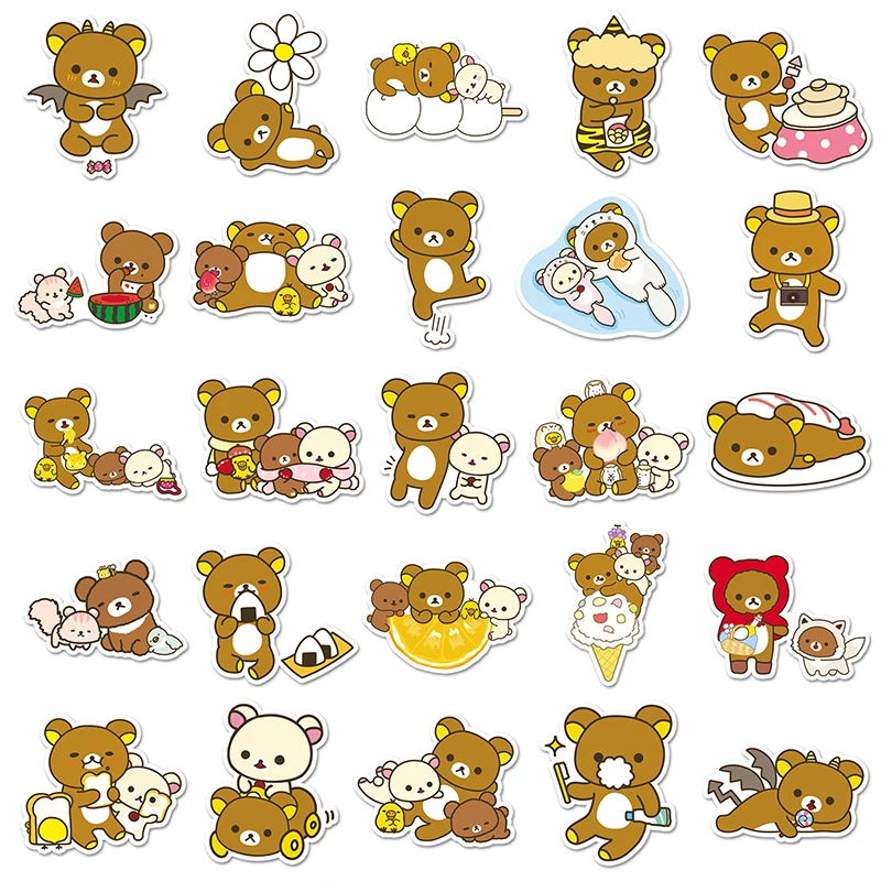 50pcs Factory Outlet Self-adhesive Cartoon Vinyl PVC Sticker Printing Anime Kawaii Rilakkuma Stickers