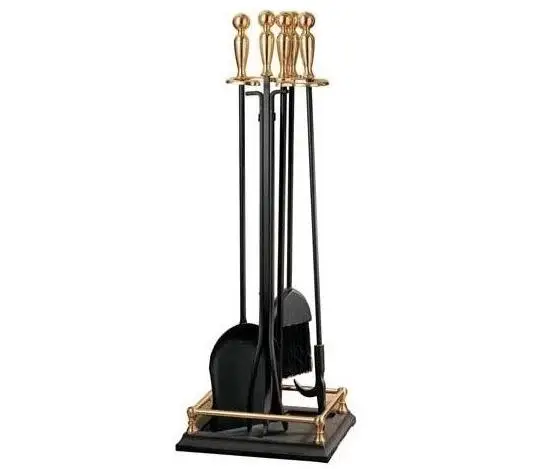 Gold Luxury Design Free Standing Fireplace Tool Set,Hearth Accessories for Fire Heating