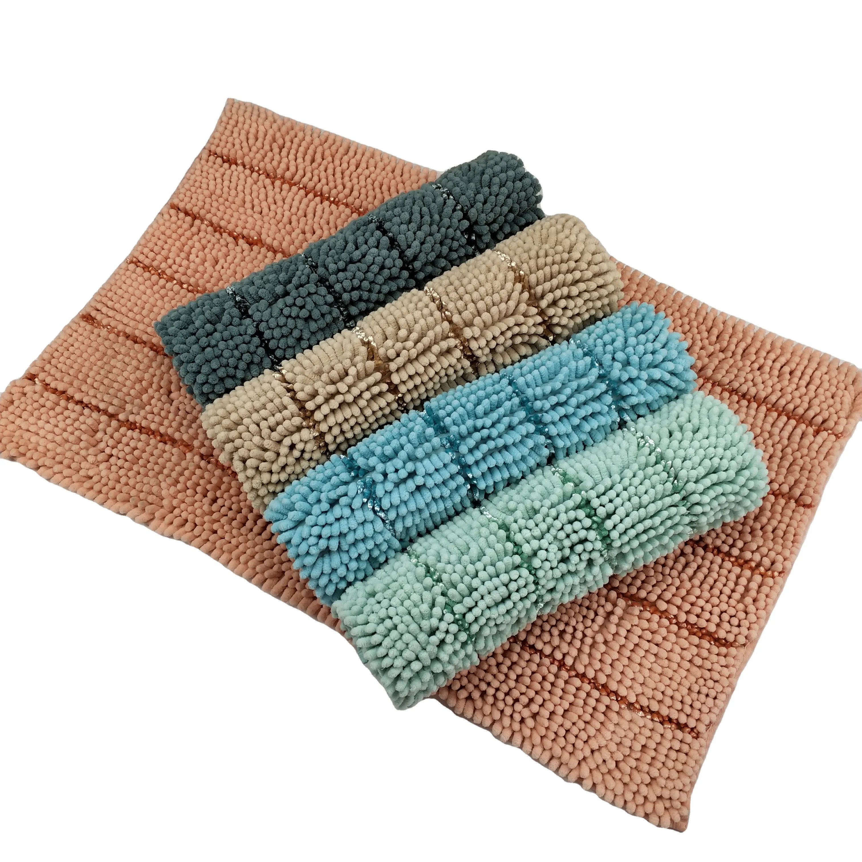 Простые нежные коврики с лапшой ворсистый ковер с блестящим синеллом напольный коврик плюшевые квадратные современные кухонные ковры однотонные Коврики для спальни