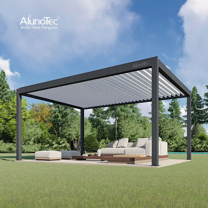 Garden Aluminum Pergola Roof Kits Patio Cover Aluminium Gazebo Louvered Roof Canopy Designs