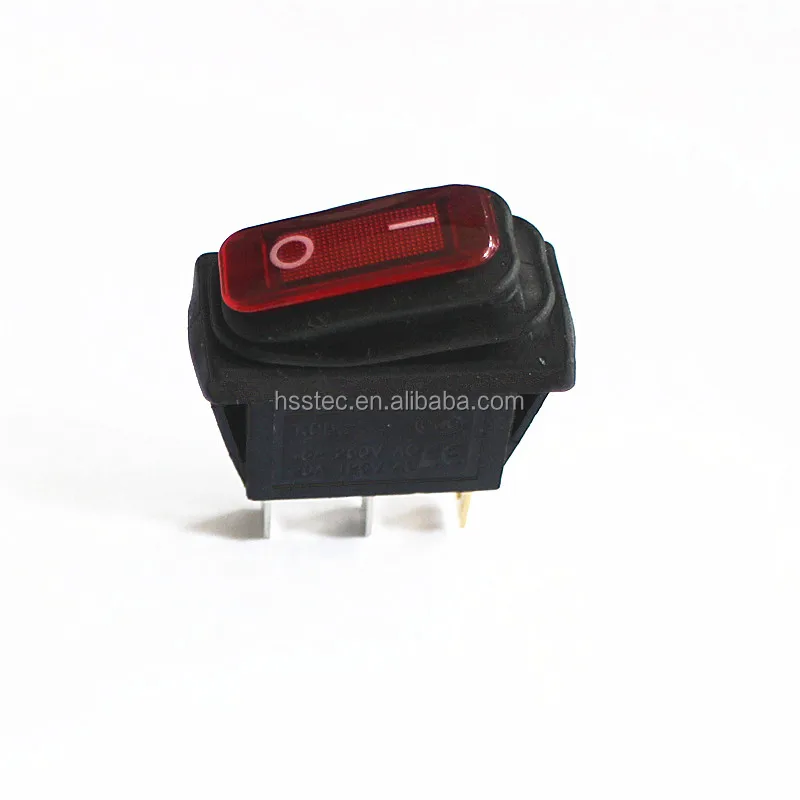 KCD3 Integrated Silicone Waterproof and Dustproof Switch Red with Light 2 Levels 3 Pins 220V Rocker Switch