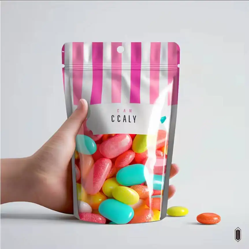 Custom Design Resealable Freeze Dried Candy Aluminum Foil Doypack Stand Up Pouches Ziplock Mylar Bags For Food Packaging