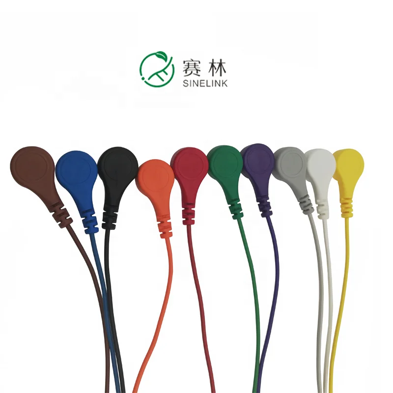 
Flexible medical snap button cable, 3/5/7/10 lead snap holter ECG EEG cable 