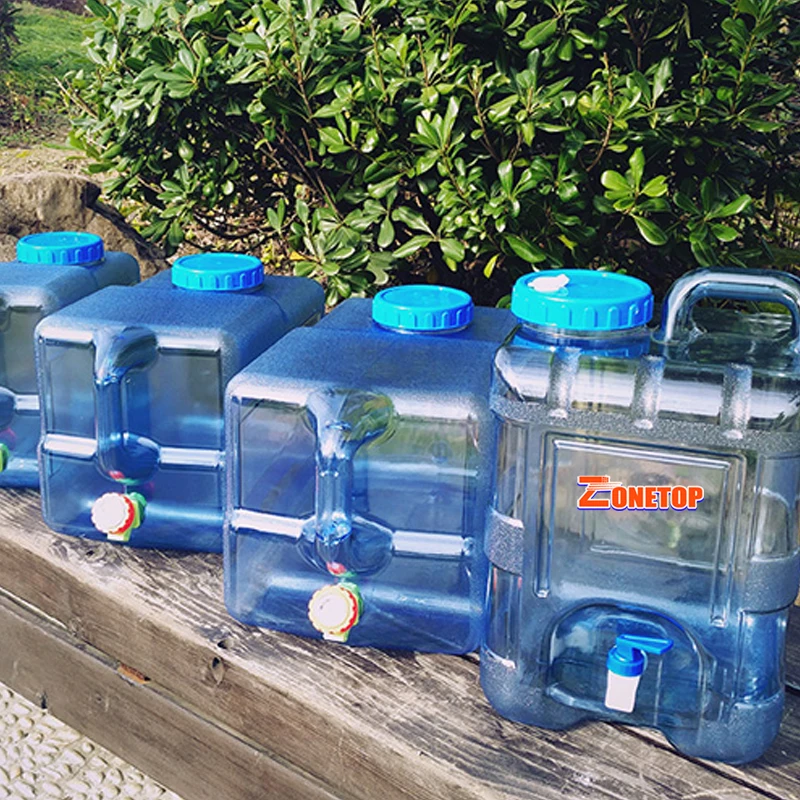 Outdoor Plastic Square Water Bucket 18L 19L 20L 5 Gal Drinking Water Container With Faucet