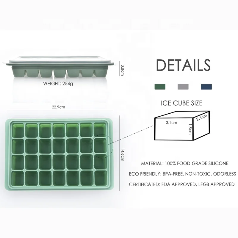 Custom  28 cavities silicone shaped ice cream bar silicone cube trays silicone mold whiskey tray cubes ice