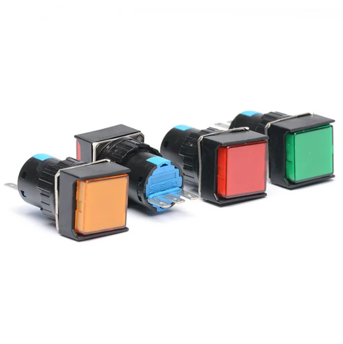 LA16F-11 self reset button switch AB6F-M flat button AB6-M square 3-pin hole 16MM