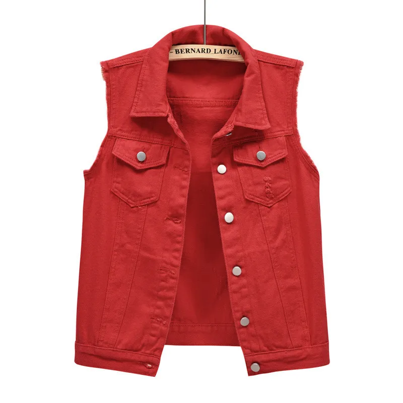 9 colors plain clothing wholesale  2023 denim vest for women Women S-7XL coat Factory customized button outfit jeans jacket