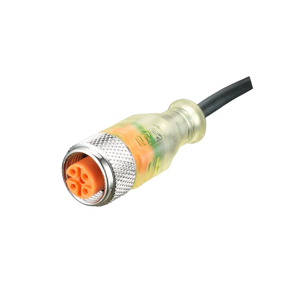 IP67 automotive connector 4 pin female shielded molded M12 connector with led light for sensor
