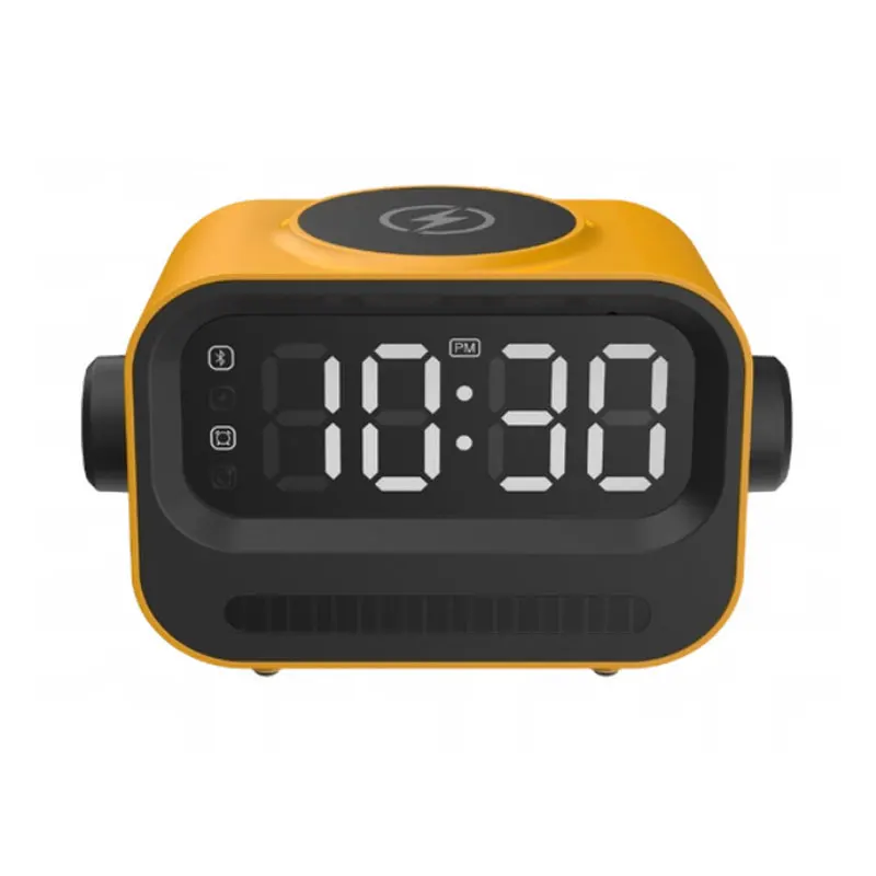 Clock Bluetooth  Speaker  with Wireless Charger ABS Plastic Colorful Lights USB AUX MADE IN CHINA MINI SPEAKER